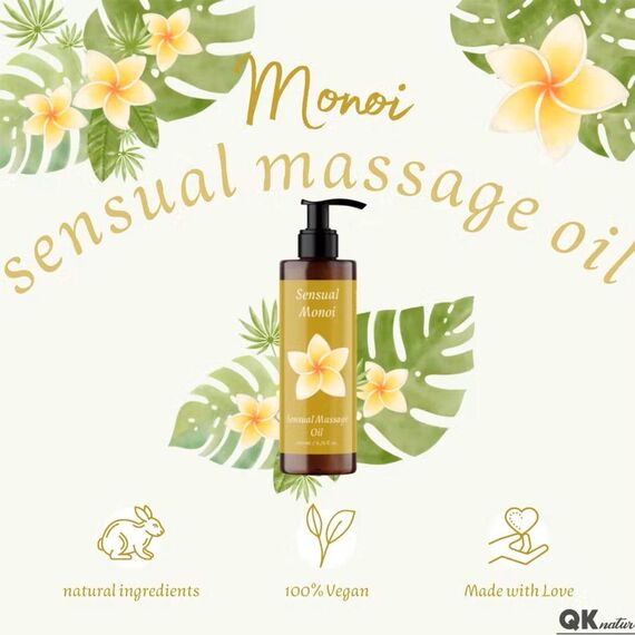 Sinnliches Massageöl MONOI BIO Öl - 200ml - Für Körpermassagen - Premium Massageöl für Genussvolle Massagen- Massage Öl Pflegend