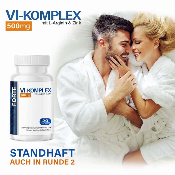 VI-KOMPLEX Forte – extra stark für Männer - hochdosiert für den abenteuerlustigen Mann mit Sofortwirkung – Premium Qualität mit L-Arginin + Maca - ohne künstliche Zusätze