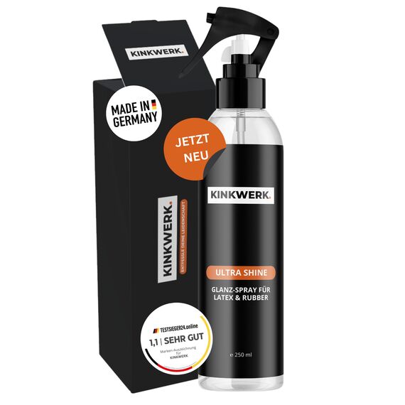KINKWERK Ultra Shine 250ml | Shining Spray Hochglanz-Latexpflege & Anziehhilfe | Öl für Latex | Geruchslose Gummipflege mit reinem Silikonöl | Latex, Rubber Pflege für intensiven Glanzeffekt