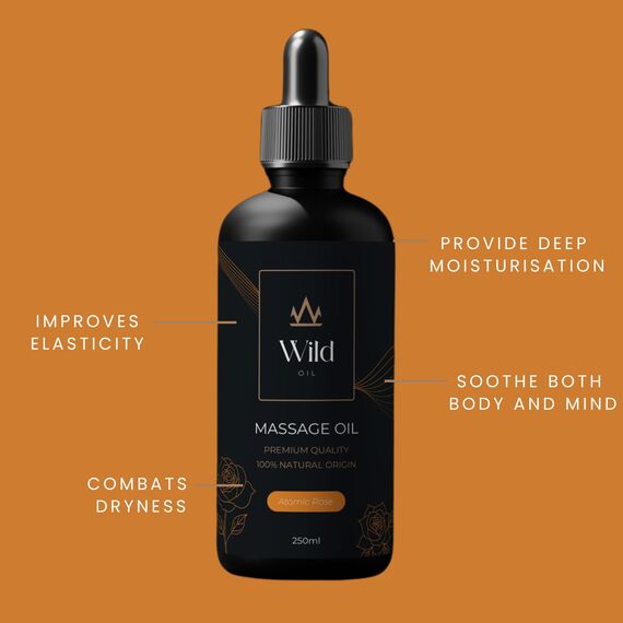 Wild Natürliches Massageöl – Feuchtigkeitsspendend & Trägeröl, Vegan & Hypoallergen, für Körperpflege, Muskelbehandlung & Aromatherapie, ideal nach dem Bad - 250ml