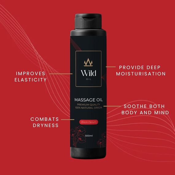 Wild Natürliches Massageöl – Feuchtigkeitsspendend & Trägeröl, Vegan & Hypoallergen, für Körperpflege, Muskelbehandlung & Aromatherapie, ideal nach dem Bad - 250ml