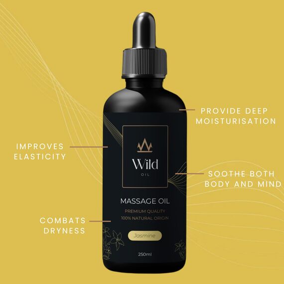 Wild Natürliches Massageöl – Feuchtigkeitsspendend & Trägeröl, Vegan & Hypoallergen, für Körperpflege, Muskelbehandlung & Aromatherapie, ideal nach dem Bad - 250ml