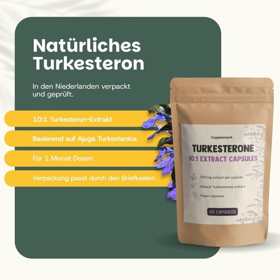 Cupplement Turkesterone Kapseln 500 mg Kombideal 4x 60 Capsules - Ajuga Turkestanica – Testosteron