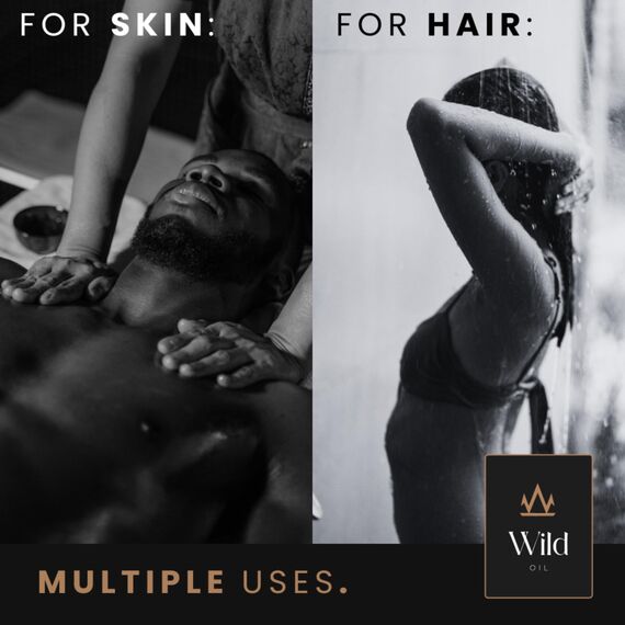 Wild Natürliches Massageöl – Feuchtigkeitsspendend & Trägeröl, Vegan & Hypoallergen, für Körperpflege, Muskelbehandlung & Aromatherapie, ideal nach dem Bad - 250ml