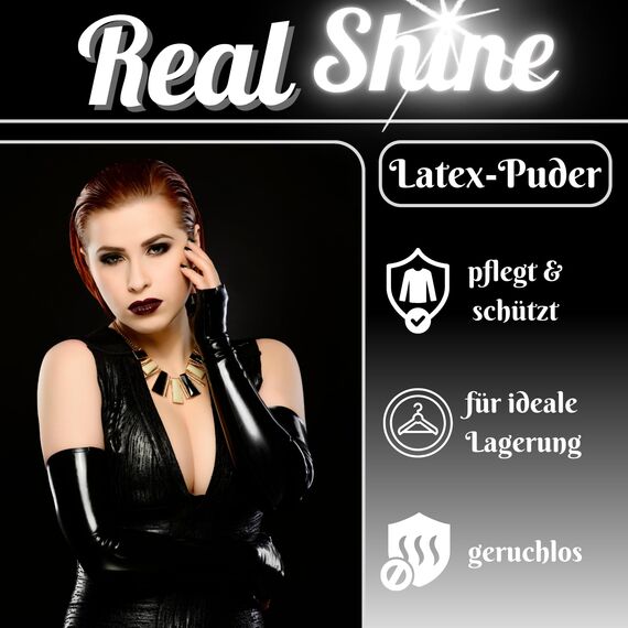 Optimal Products Latex Puder REALSHINE 650 g I weißes Talkum Puder geeignet als Anziehhilfe für Latex Kleidung, Latexhandschuhe sowie deren Einlagerung I geruchloses Pharma Qualität Talk antistatisch