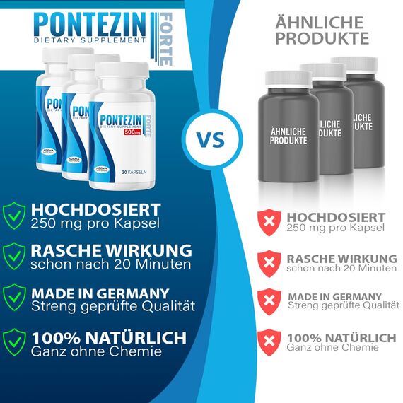 ADEMA NATURAL Pontezin® 500mg – Extra stark abgestimmt auf die Bedürfnisse für Männer - Sofortwirkung - Hochdosiert für den abenteuerlustigen Mann - Premium Qualität mit L-Arginin + Maca – 20 Kapseln