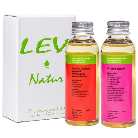 Lev-Natur Massageöl Liebesöl Geschenkset Erotiköl, Naturprodukt direkt vom Hersteller, nur Hochwertige naturreine Öle 2 St. x 50ml