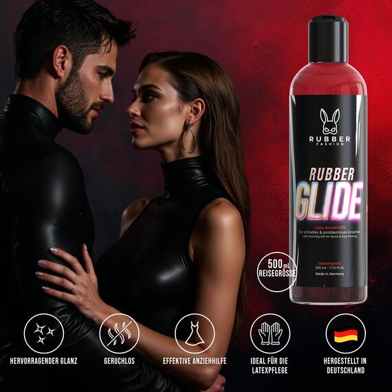 Rubberfashion RubberGlide Silikonöl, Latexpflege & Latex Anziehhilfe Öl, Silikonoel fuer Latexkleidung, Shine Glanz Silikon Öl für Latex Kleidung, Gummi & Fetisch Outfits, Silicon oil 500ml