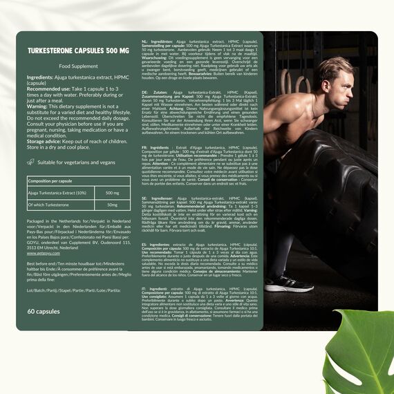 Cupplement Turkesterone Kapseln 500 mg Kombideal 4x 60 Capsules - Ajuga Turkestanica – Testosteron