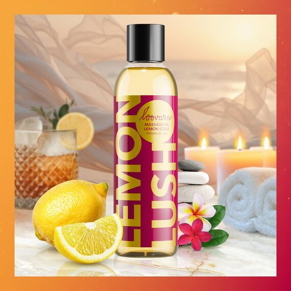 LOOVARA Massageöl LEMON LUSH 150 ml mit Zitrus Duft für genussvolle Massagen - Premium Erotik Massage Öl