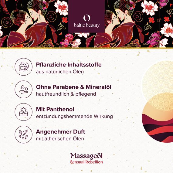 Baltic Beauty Exklusives Massageöl - Sensual Rebellion - Hochwertiges Massageöl für sinnliche, entspannende Massagen mit verführerischem Duft und pflegenden Inhaltsstoffen