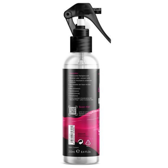 beGLOSS Perfect Shine PREMIUM SPRAY 250 ml + WIPE Small - Latex Spray Hochglanz Latexpflege Politur für Latex Kleidung + Poliertuch