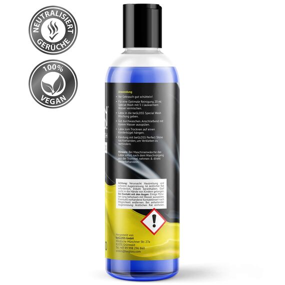 beGLOSS Special Wash Latex 250 Waschmittel Reiniger Pflege Latex Shampoo Latexpflege