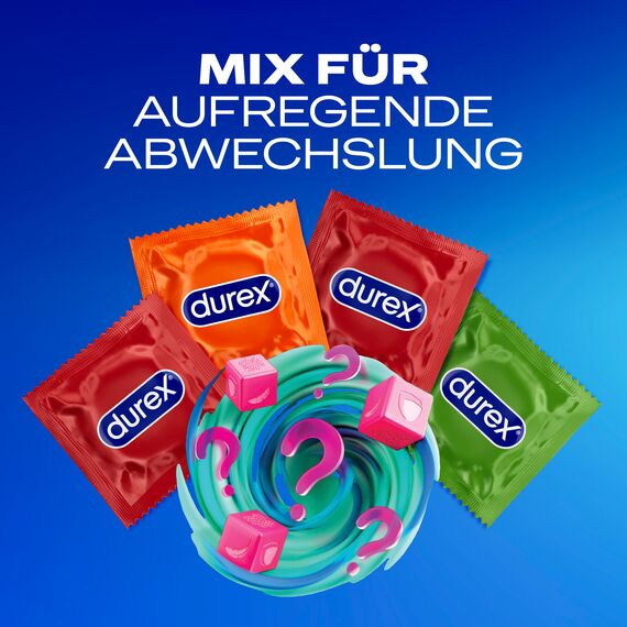 Durex Überrasch Mich Kondome-Mix – Mischung mit 4 verschiedenen Kondom-Sorten zum Ausprobieren – 30er Pack (1 x 30 Stück)