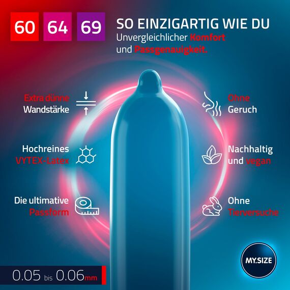MY.SIZE PRO Kondomset Größe 5,6,7-60,64,69 mm, 3x3 Stück
