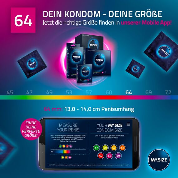 MY.SIZE PRO Kondom Größe 6, 64mm, 3 Stück - Die neue Generation MY.SIZE Kondome