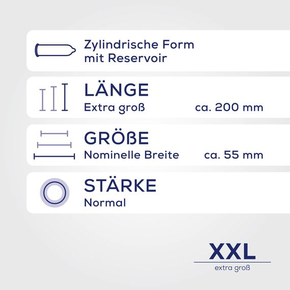 Ritex Kondome XXL – Extra große Kondome 40 Stück für mehr Komfort & intensives Empfinden, Kondom mit extra viel Gleitfilm – vegan, dermatologisch getestet, Made in Germany