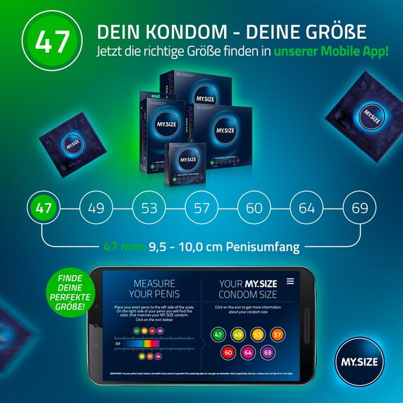 MY.SIZE Classic Kondome Größe 1 | 47 mm breit | 100 Stück Maxi Verpackung | extra dünn | sehr dünne Kondome | 0,07 mm dünne