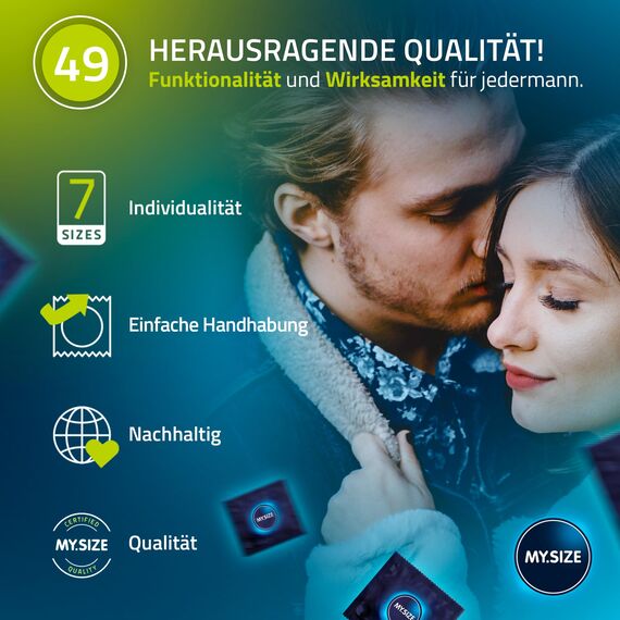 MY.SIZE Classic Kondome Größe 2 | 49 mm Breite | 80 Stück Megapackung | extra dünn | gefühlsecht hauchzart | dünne 0,07 mm Wandstärke