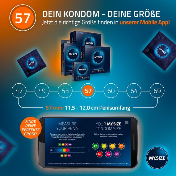 MY.SIZE Classic Kondome 57 mm Breite | 20 Stück Packung | extra dünn | gefühlsecht hauchzart | dünne 0,07 mm Wandstärke