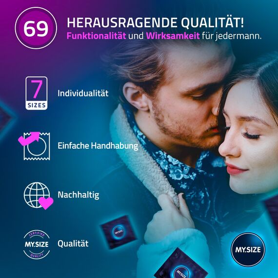 MY.SIZE Classic Kondome Größe 7 | 69 mm Breite | 10 Stück Standardpackung | extra dünn | gefühlsecht hauchzart | dünne 0,07 mm Wandstärke