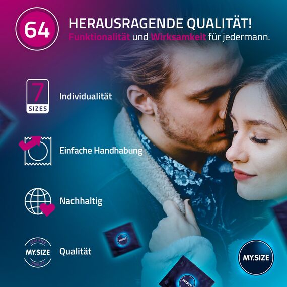 MY.SIZE Classic Kondome Größe 6 | 64 mm Breite | 36 Stück Großpackung | gefühlsecht hauchzart | dünne 0,07 mm Wandstärke