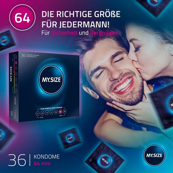 MY.SIZE Classic Kondome Größe 6 | 64 mm Breite | 36 Stück Großpackung | gefühlsecht hauchzart | dünne 0,07 mm Wandstärke