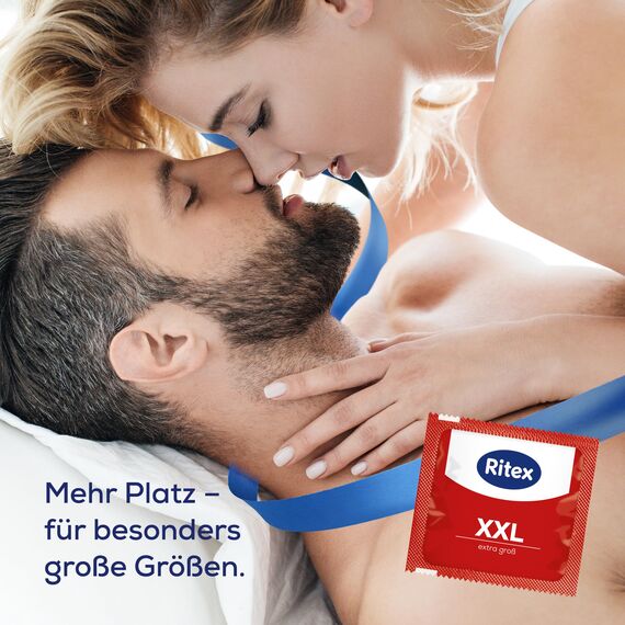 Ritex Kondome XXL – Extra große Kondome 40 Stück für mehr Komfort & intensives Empfinden, Kondom mit extra viel Gleitfilm – vegan, dermatologisch getestet, Made in Germany