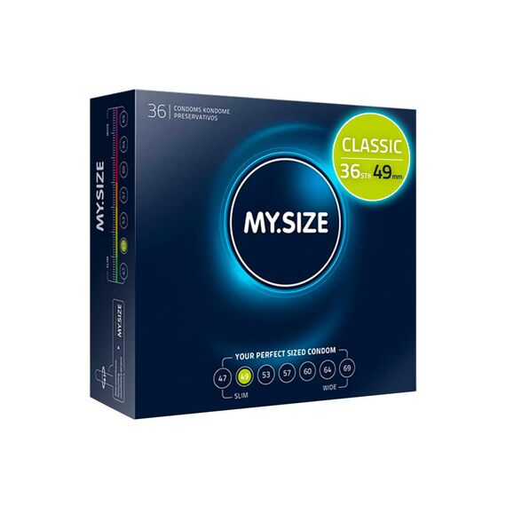 MY.SIZE Classic Kondome Größe 2 | 49 mm Breite | 36 Stück Großpackung | Premium extra dünn | gefühlsecht hauchzart | dünne 0,07 mm Wandstärke
