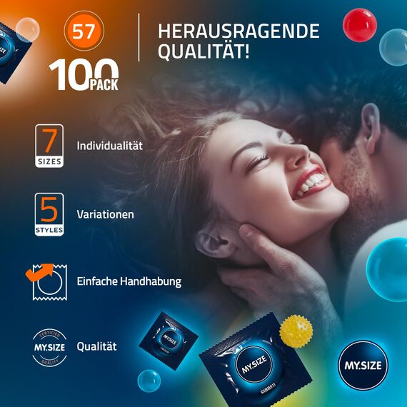 MY.SIZE 100 Kondome 57 mm Megaset Classic + Mix + Pro | Größe 4 | 100 Stück Sparpackung | Premium Kondom extra dünn | gefühlsecht hauchzart | dünne Wandstärke