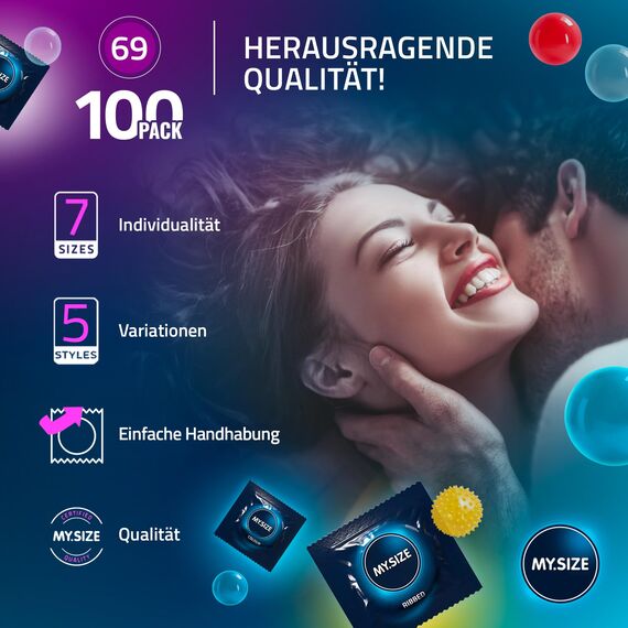 MY.SIZE 100 Kondome 69 mm Megaset Classic + Mix + Pro | Größe 7 | 100 Stück Sparpackung | Premium Kondom extra dünn | gefühlsecht hauchzart | dünne Wandstärke
