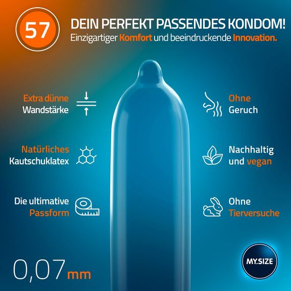 MY.SIZE Classic Kondome Größe 4 | 57 mm Breite | 36 Stück Großpackung | Premium extra dünn | gefühlsecht hauchzart | dünne 0,07 mm Wandstärke