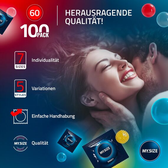 MY.SIZE 100 Kondome 60 mm Megaset Classic + Mix + Pro | Größe 5 | 100 Stück Sparpackung | Premium Kondom extra dünn | gefühlsecht hauchzart | dünne Wandstärke