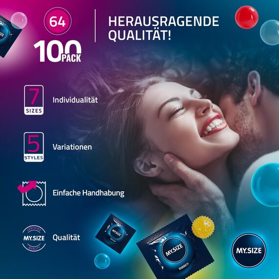 MY.SIZE 100 Kondome 64 mm Megaset Classic + Mix + Pro | Größe 6 | 100 Stück Sparpackung | Premium Kondom extra dünn | gefühlsecht hauchzart | dünne Wandstärke