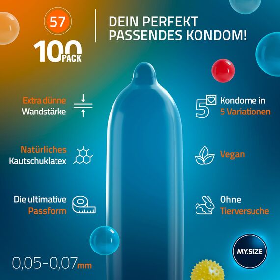 MY.SIZE 100 Kondome 57 mm Megaset Classic + Mix + Pro | Größe 4 | 100 Stück Sparpackung | Premium Kondom extra dünn | gefühlsecht hauchzart | dünne Wandstärke