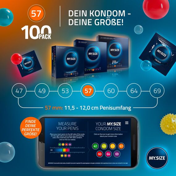 MY.SIZE 100 Kondome 57 mm Megaset Classic + Mix + Pro | Größe 4 | 100 Stück Sparpackung | Premium Kondom extra dünn | gefühlsecht hauchzart | dünne Wandstärke