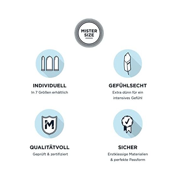 MISTER SIZE Kondome gefühlsecht hauchzart 60mm im 10er Pack/extra dünn & extra feint/Kondom aus 100% Naturkautschuk-Latex in deiner Größe L - XL/natural feeling 10er Condome Packung