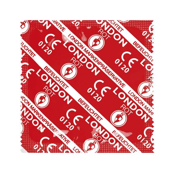 London Red Kondome – Rote Kondome mit Erdbeergeschmack & mit Silikongleitgel befeuchtet – 1000er Großpackung (1 x 1000 Stück)