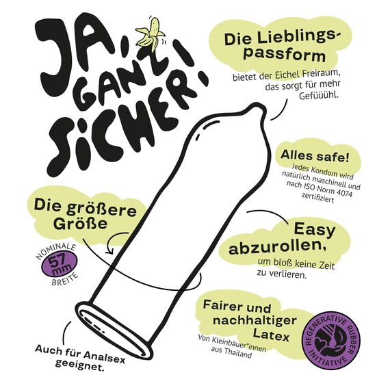 einhorn große Kondome I 7er Big I 7 Stück I XL-Größe 57 mm I vegane, hormonfreie Verhütung ohne Chemie I natürlicher Gleitfilm I nachhaltig und sicher