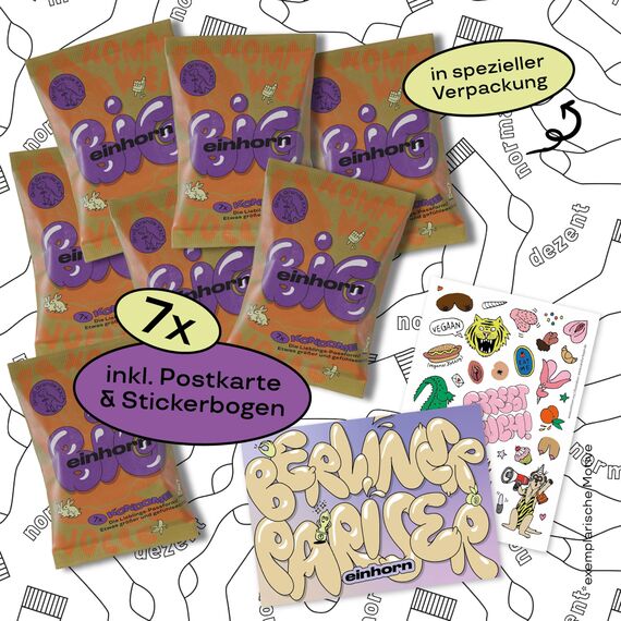 einhorn Kondome I Top Secret 49er Jahresvorrat BIG I 49 Stück I XL-Größe 57 mm I vegane, hormonfreie Verhütung I natürlicher Gleitfilm I nachhaltig und sicher