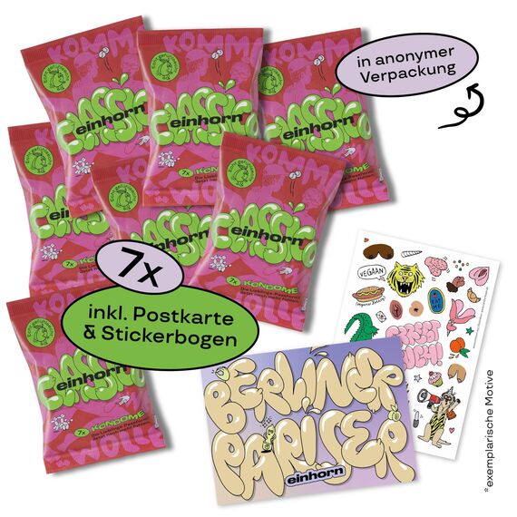 einhorn Kondome I 49er Jahresvorrat Classico I 49 Stück I Standardgröße 54 mm I vegane, hormonfreie Verhütung ohne Chemie - natürlicher Gleitfilm - nachhaltig und sicher