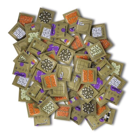 einhorn Kondome I Top Secret 49er Jahresvorrat BIG I 49 Stück I XL-Größe 57 mm I vegane, hormonfreie Verhütung I natürlicher Gleitfilm I nachhaltig und sicher