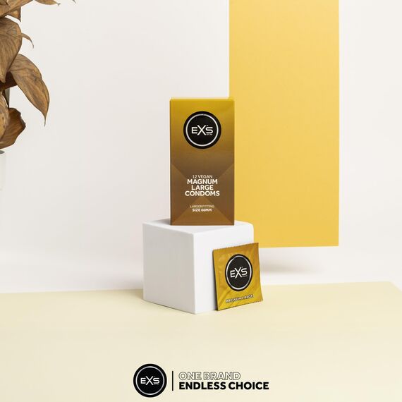 EXS | Magnum-Kondome | Mit Naturlatex und Silikon-Gleitgel | Große Größe | Vegan | 48er-Pack