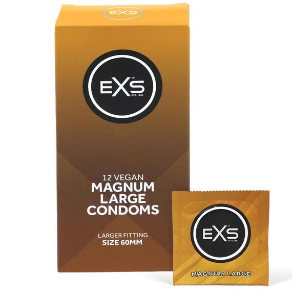 EXS | Magnum-Kondome | Mit Naturlatex und Silikon-Gleitgel | Große Größe | Vegan | 12er-Pack