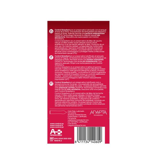 Control Erdbeer-Kondome - 12 Stück Mit Leidenschaftlichem Erdbeeraroma, Geschmiert für Sicheren Sex - Perfekte Passform für Eine Sichere Beziehung