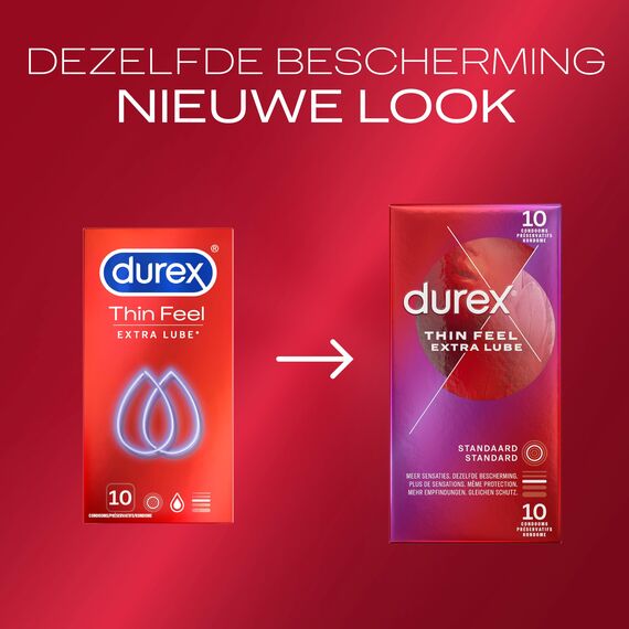 Durex Thin Feel Kondome extra Feucht, Natural, 10 stück