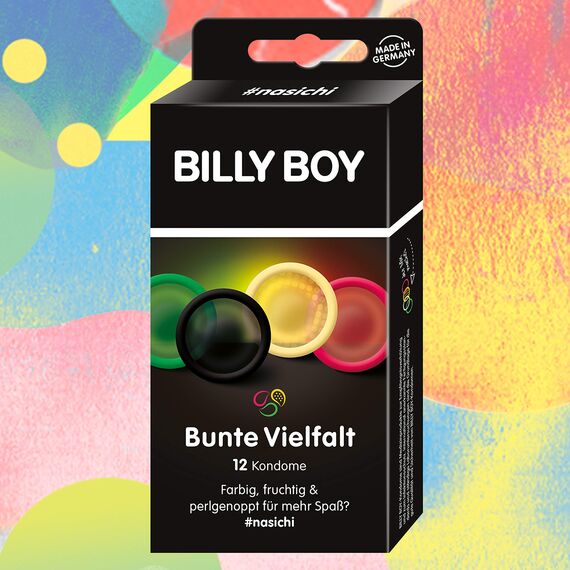 Billy Boy Kondome Mix-Sortiment Pack, Farbige und Perlgenoppte, 12er Stück
