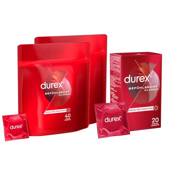 Durex Gefühlsecht Kondome – Hauchzarte Kondome für intensives Empfinden und innige Zweisamkeit – 100er Großpackung (1 x 100 Stück)