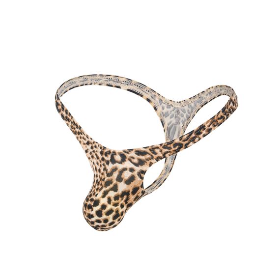 ohyeahlady String Tanga Herren Sexy Unterwäsche für Mann T-Back Slip Beule Ouvert Höschen Männer Große Größen Reizwäsche Sissy Dessous Low-Rise Unterhosen Thong Ouvert Underwear Leopard XL