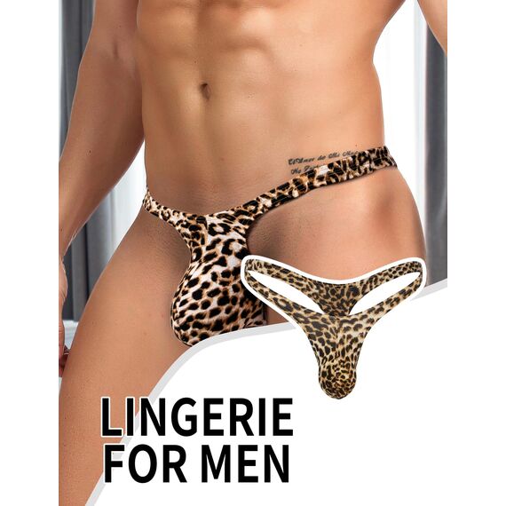 ohyeahlady 2pcs String Tanga Herren Sexy Unterwäsche für Mann T-Back Slip Beule Ouvert Höschen Männer Große Größen Reizwäsche Sissy Dessous Low-Rise Unterhosen Thong Ouvert Underwear Grün+Leoprd M